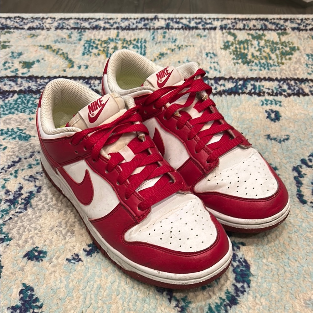 Nike Red and White Classic Dunk Sneakers